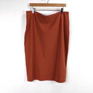 Open Edit Womens Double-layer Ultra Soft Stretch Midi Skirt Burnt Orange Size XL